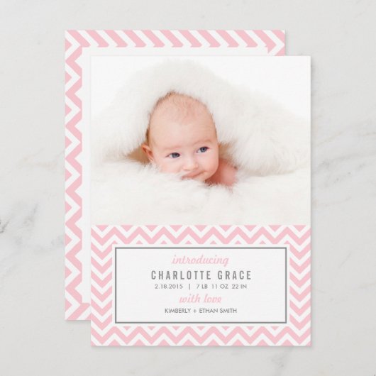 CHEVRON Faire-part de naissance moderne (Devant / Derrière)