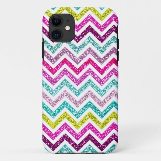Chevron Faux Glitter Rainbow Coloful Girly Bling Case-Mate iPhone Case (Achterkant)
