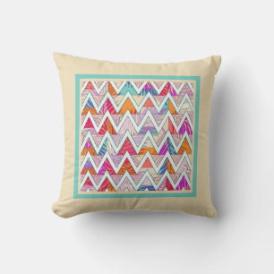 Chevron feuilleté sur Coussin Tan/MintThrow