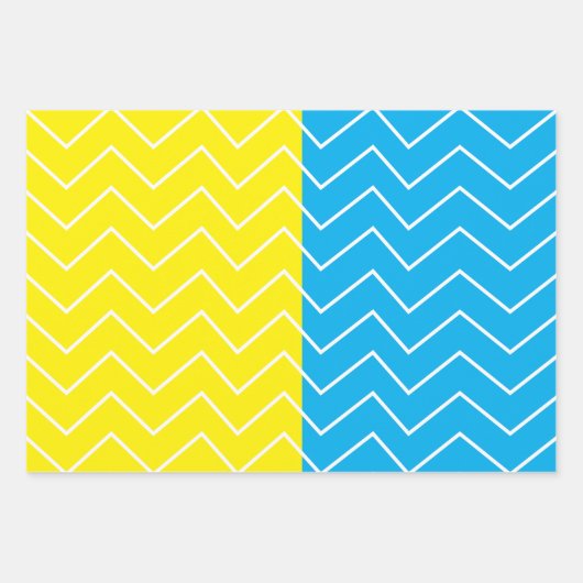 Chevron geel blauw wit Chevron patroon Inpakpapier Vel (Voorkant)