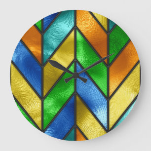 Chevron gekleurde glazen textuur grote klok