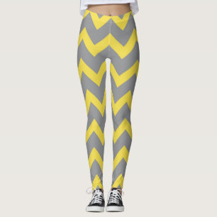 Chevron gele grijze strepen leggings
