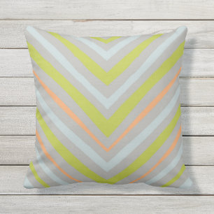 Chevron gestreepte kussen groen oranje blauw