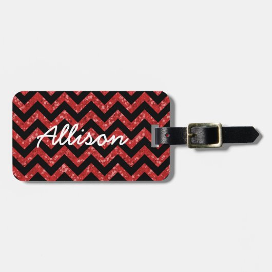 Chevron Glitter Kijk Bagagelabel (Voorkant horizontaal)