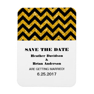 Chevron Glitter Save the Date Magnet, Yellow Magneet