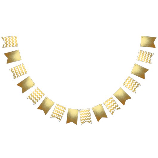 Chevron & Gold Party Bunting Banner (Alle)