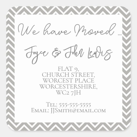Chevron grey Adreswijziging Stickers op maat (Voorkant)