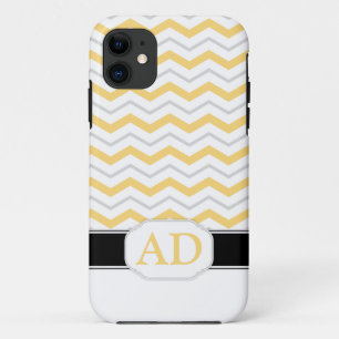 Chevron gris et jaune Monogram iPhone 5 Coque