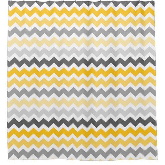 Chevron gris-foncé jaune barre le rideau en douche (Devant)