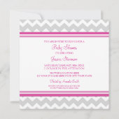 Chevron gris rose Invitations de douches pour bébé (Dos)