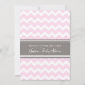 Chevron gris rose Invitations de douches pour bébé (Devant)