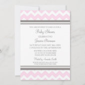 Chevron gris rose Invitations de douches pour bébé (Dos)