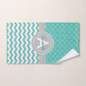 Chevron gris turquoise Quatrefoil (Serviette à main)