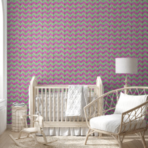 Chevron Groen en roze Modern schattig Behang
