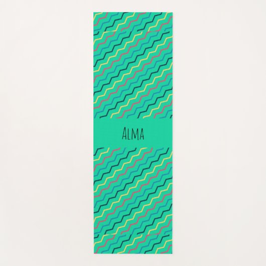 Chevron groen geel minimal patroon yogamat (Voorkant)