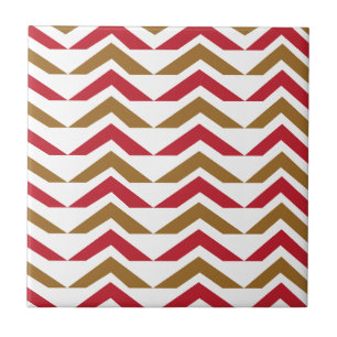 Chevron Groen Rood Chevron geometrisch patroon Tegeltje