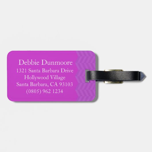 Chevron haring, met been, afdruk paars bagagelabel (Achterkant horizontaal)