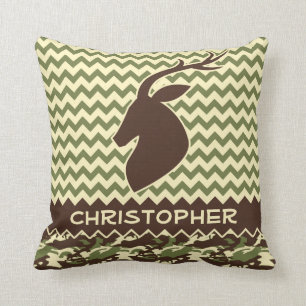 Chevron Hertenbok Camouflage Personaliseerbaar Kussen