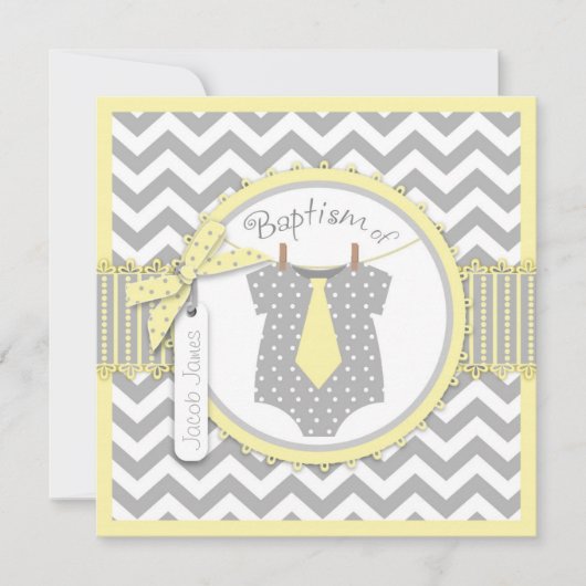 Chevron Impression et Cravate Baptême Invitation S (Devant)