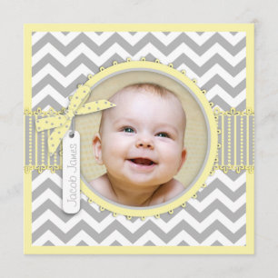 Chevron Imprimer Baptême Invitation Carte photo SQ