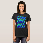Chevron In Deep Blue Lime Green Zigzags T-shirt (Voorkant volledig)