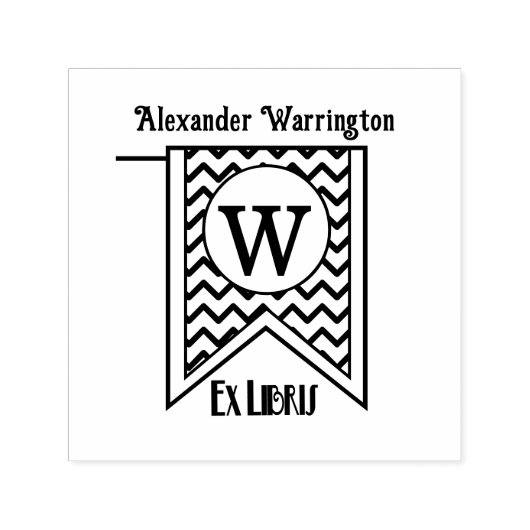 Chevron Initiaal Banner Monogram Ex Libris Boek Zelfinktende Stempel (Design)