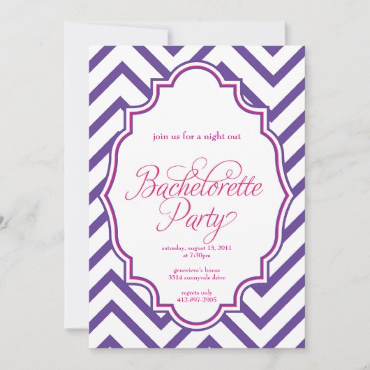 CHEVRON - invitation BACHELORETTE- de filles de la (Devant)