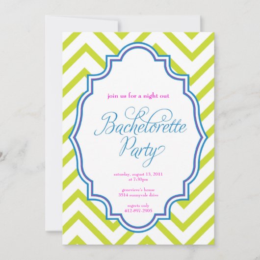 CHEVRON - invitation BACHELORETTE- de filles de la (Devant)