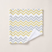 Chevron Jaune Et Gris À La Tendance (Gant de toilette)
