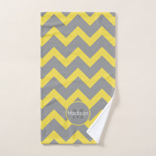 Chevron jaune gris motif lignes rayures Monogramme