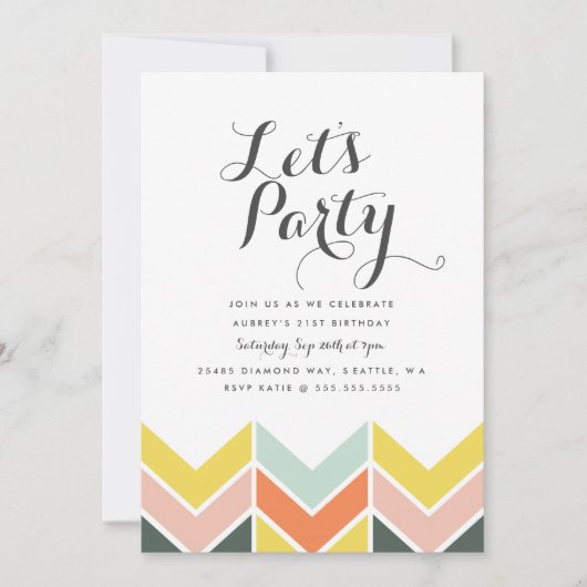 Chevron joyeux Invitation d'anniversaire (Devant)