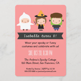 Chevron Kinder Halloween Birthday Party Kaart