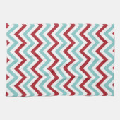 Chevron Kitchen Towel | {Aqua & Red} Theedoek (Horizontaal)