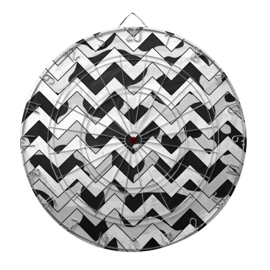 Chevron Koe Black en White Dartbord (Voorkant)