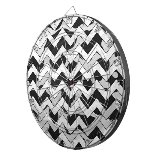 Chevron Koe Black en White Dartbord (Voorkant Rechts)