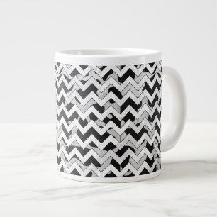 Chevron Koe Black en White Jumbo Beker
