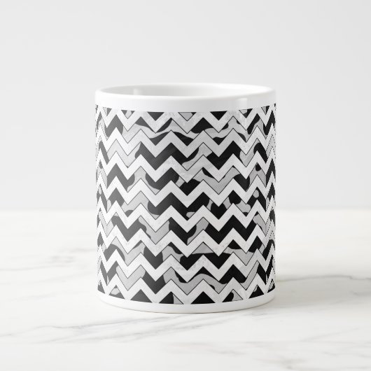 Chevron Koe Black en White Jumbo Beker (Voorkant)