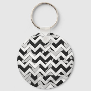 Chevron Koe Black en White Sleutelhanger