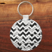 Chevron Koe Black en White Sleutelhanger (Voorkant)