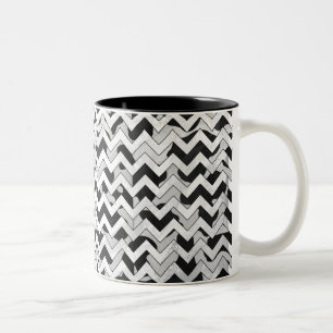 Chevron Koe Black en White Tweekleurige Koffiemok