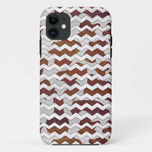 Chevron Koe Brown and White Print iPhone 11 Hoesje