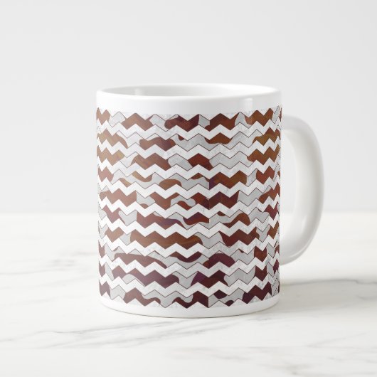 Chevron Koe Brown and White Print Grote Koffiekop (Voorkant rechts)