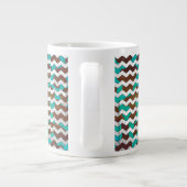 Chevron Koe Brown en Blauwgroen print Extra Grote Beker (Achterkant)