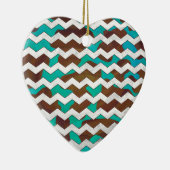 Chevron Koe Brown en Blauwgroen print Keramisch Ornament (Rechts)