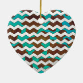 Chevron Koe Brown en Blauwgroen print Keramisch Ornament (Achterkant)