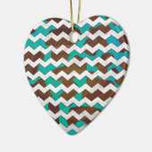 Chevron Koe Brown en Blauwgroen print Keramisch Ornament (Links)