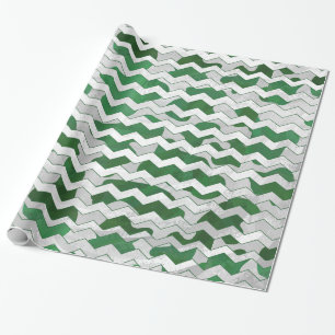 Chevron Koe Green en White Print Cadeaupapier