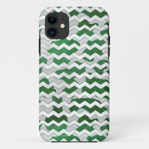 Chevron Koe Green en White Print iPhone 11 Hoesje