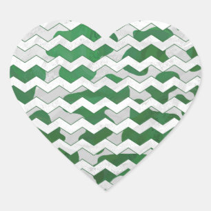 Chevron Koe Green en White Print Hart Sticker