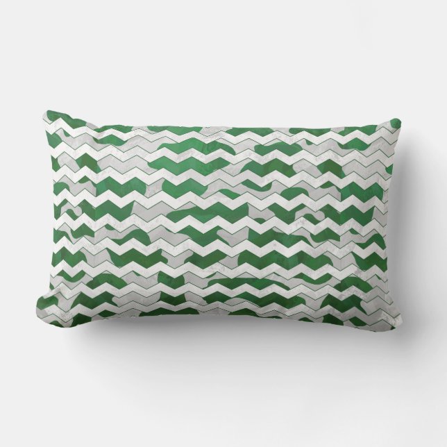 Chevron Koe Green en White Print Kussen (Voorkant)